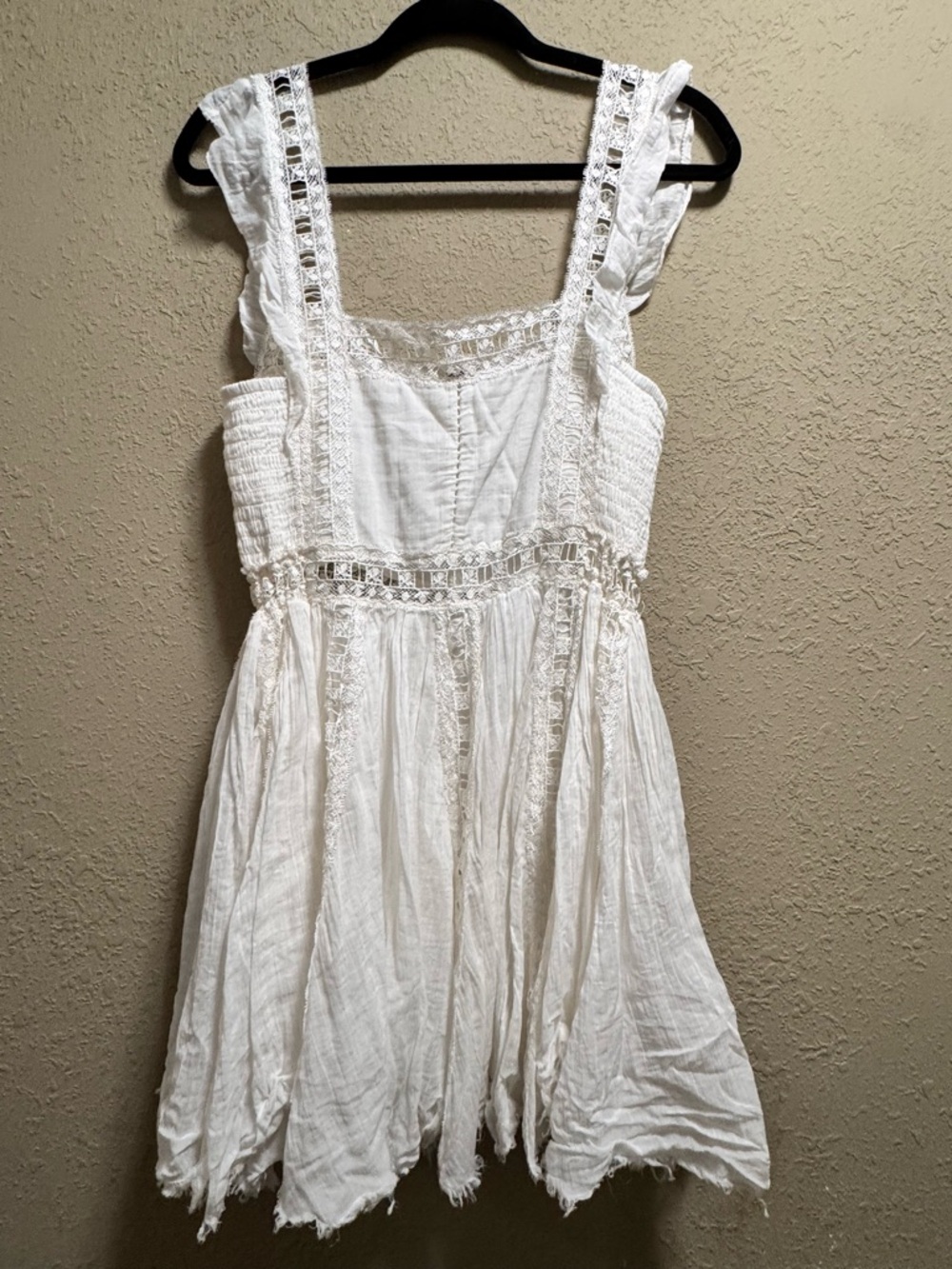 Free People White Lace-Trim Mini Dress - Picture 4 of 5